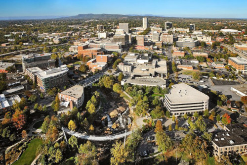 Aerial image of downtown Greenville, NC