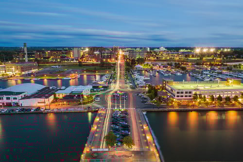 Aerial shot of erie pennsylvania