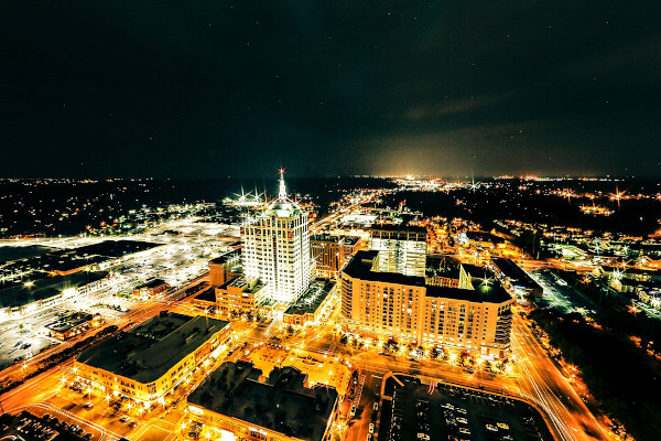 Virginia Beach, VA Skyline at night