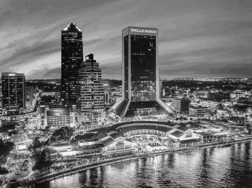 An aerial picture of haunted Jacksonville, FL