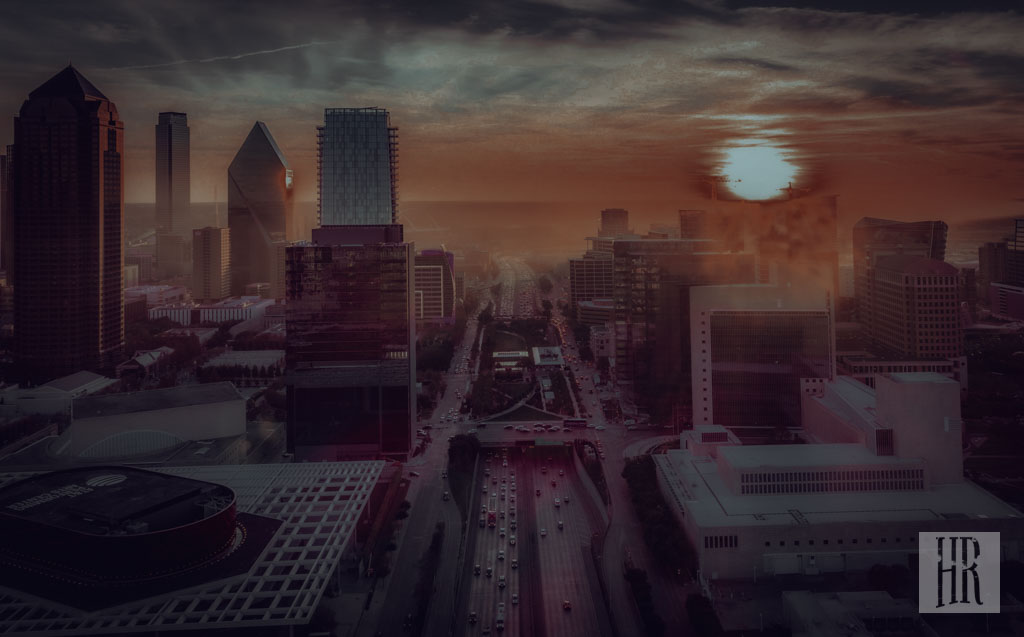 Downtown Dallas Smoke Sunset