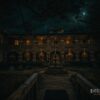 Thomas House Hotel courtyard at night, Red Boiling Springs, Tennessee