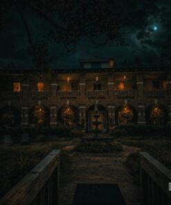 Thomas House Hotel courtyard at night, Red Boiling Springs, Tennessee