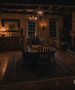 Candlelit colonial dining room at Captain Grant's 1754
