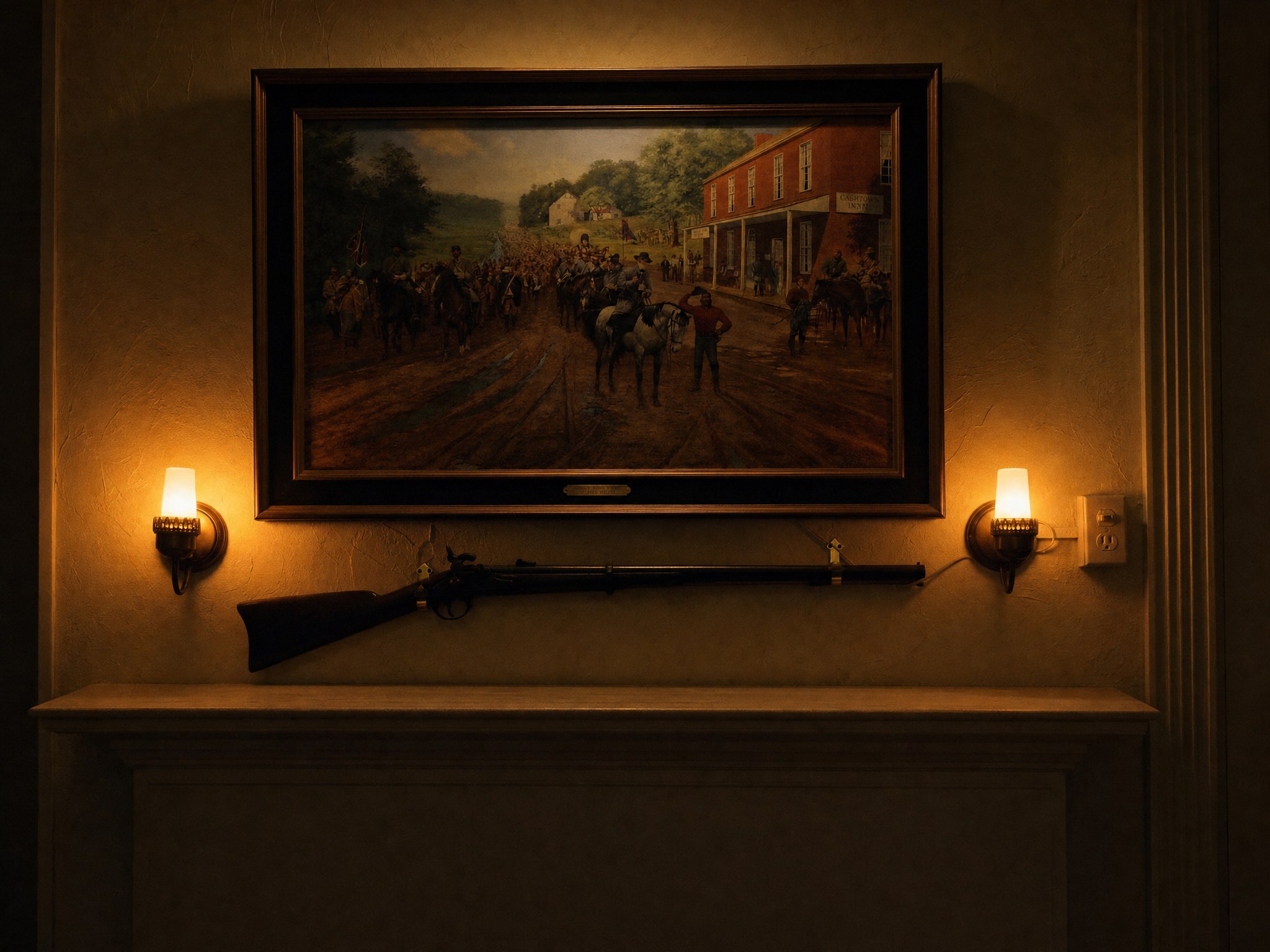 Painting of Confederate troops at the Cashtown Inn