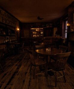 The old Cashtown Hotel tavern at night