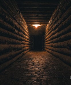 Log-lined casemate tunnel inside Fort William Henry