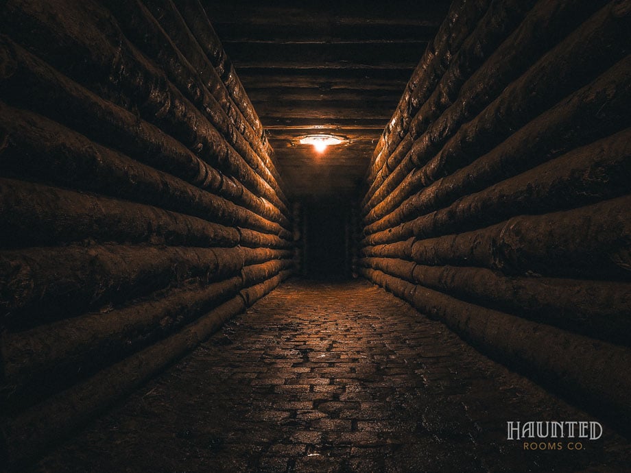 Log-lined casemate tunnel inside Fort William Henry