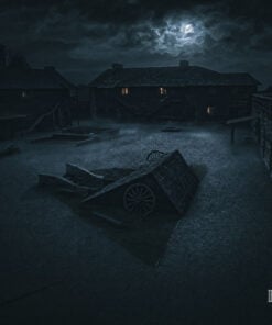 Fort William Henry parade ground and barracks under moonlight