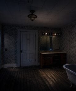 Upstairs bathroom with clawfoot tub at the Old Lynchburg Funeral Home