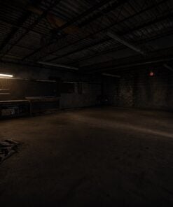 Lower floor of the Old Lynchburg Funeral Home in the dark
