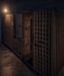 Iron cell block inside the Old Moore County Jail